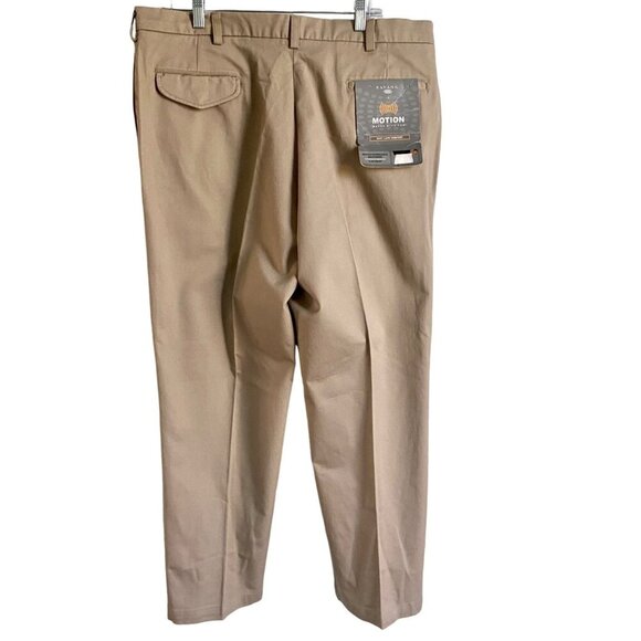Savane Flat Front Khaki Pants with Hidden Expandable Waistband 38 x 30 NEW - Picture 2 of 10